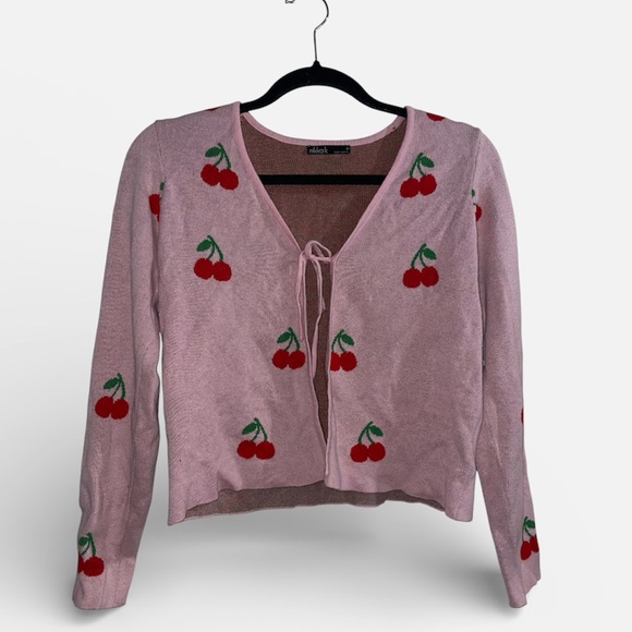 Pink Cherry Embroidered Cardigan - Picture 15 of 16